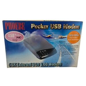 Phoebe Pocket USB 56K External Modem V.90 K56Flex Open Box NOS Sealed‎